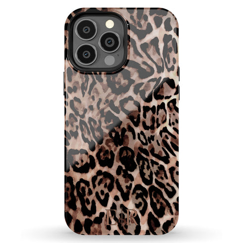 Custom Monogram Initials Fierce Leopard iPhone Case
